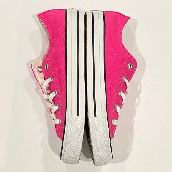 Converse All Star Chuck Taylor low top lace up neon pink canvas sneakers shoes - Picture 5 of 11
